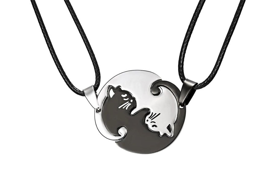 Yin Yang Cat Necklace Set